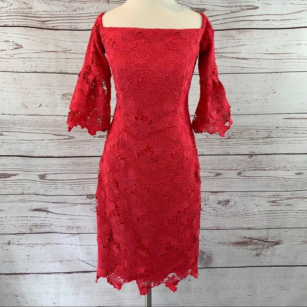 Vince Camuto coral lace off shoulder dress